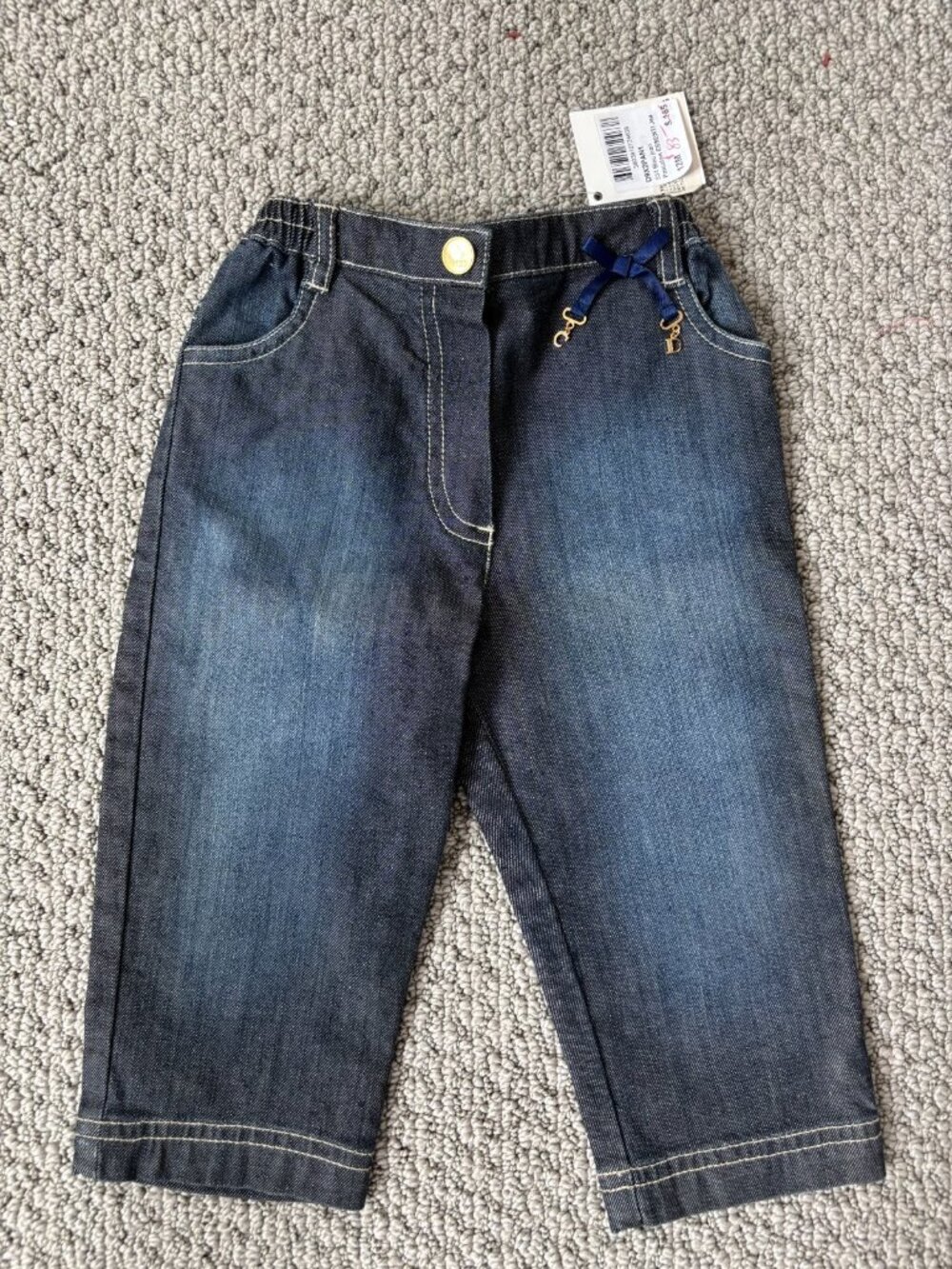 DIOR Baby Blue Denim Jeans Side Pockets Dark Wash Size 12M